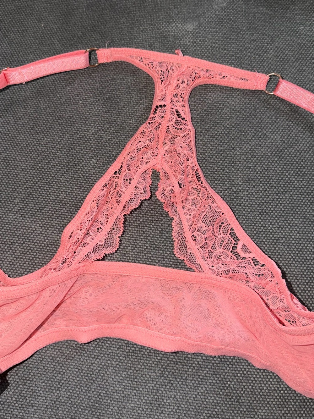 Victoria Secret Lace Racerback Push-Up Bra - Coral Pink. Sz 34D - Picture 7 of 7
